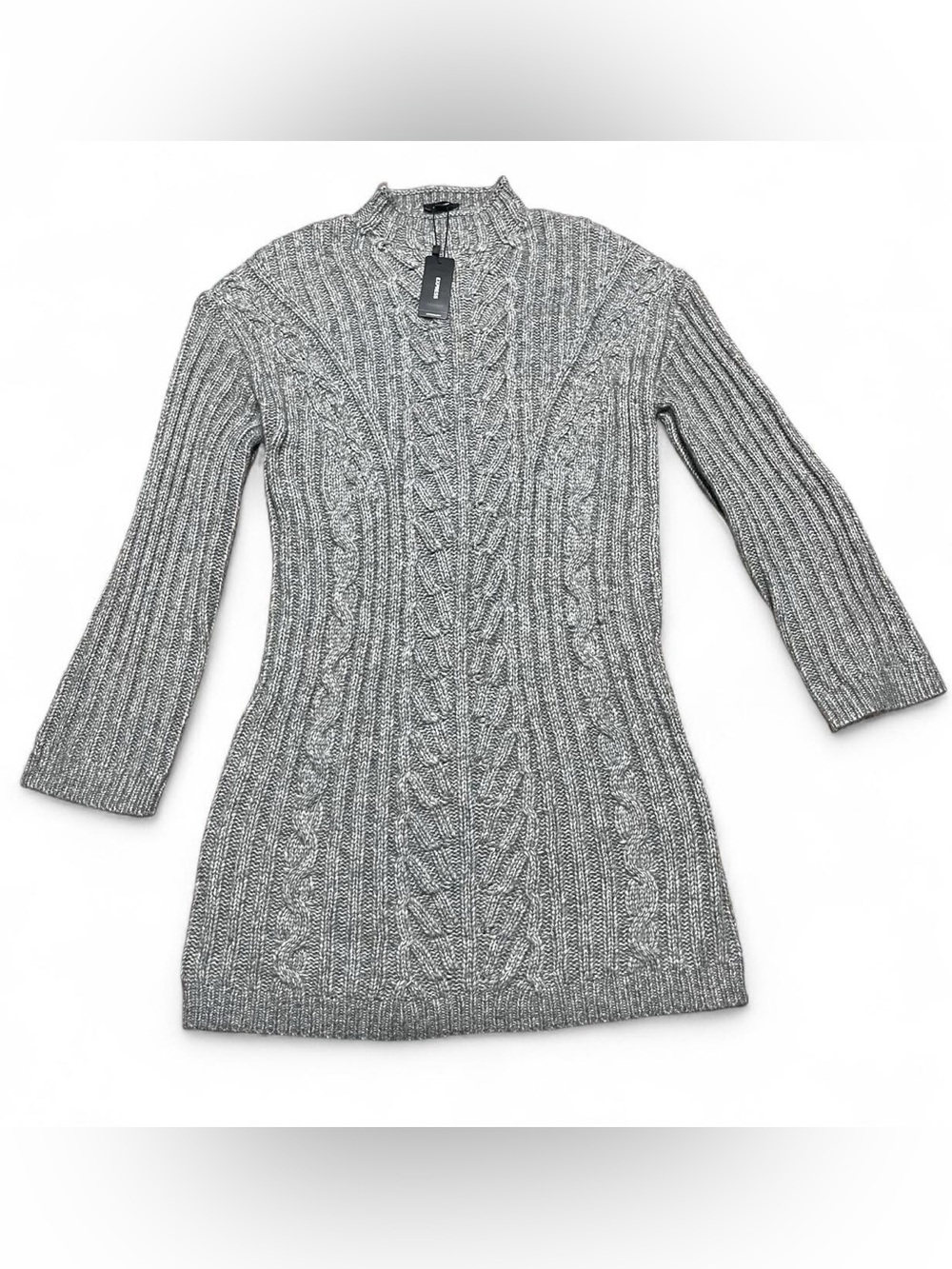 Express Women's Gray Cable Knit Long Sleeve Mini Sweater Dress NWT Sz S
